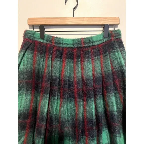 NWT Blugirl Blumarine Plaid Mohair Wool Blend Pleated Midi Preppy Skirt M - Picture 5 of 14
